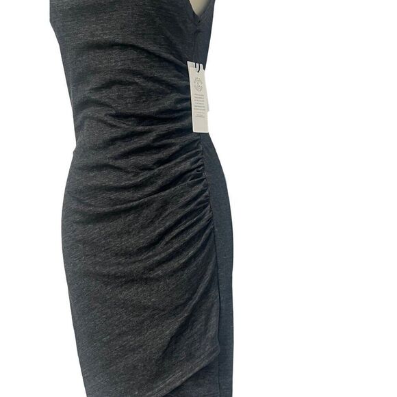Treasure & Bond Ruched Side Sleeveless Dress Medium Charcoal Heather - Picture 9 of 11